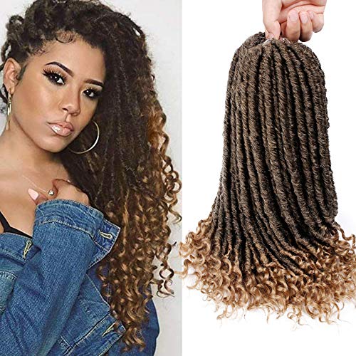 GX Beauty Faux Locs Crochet Hair 20 Inch Goddess Locs Braids Hair 6Pcs/Lot Ombre Brown Straight Goddess Locs Hair Extension(T27#)