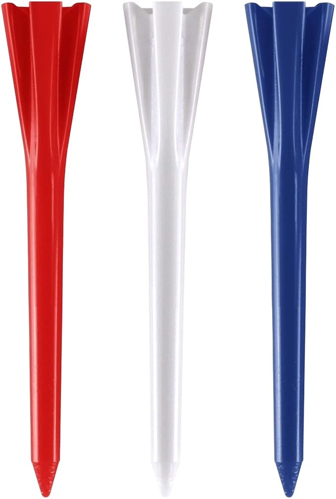 Izzo Golf Plastic Golf Tees, 1.5 Inch, Red/White/Blue