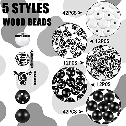 120 Pieces Cow Wooden Beads Dog Paw Footprint Bead Puppy Paw Wood Beads Cute Spacer Beads For Christmas Diy Crafts Garlands Jewelry Making Party Home Decoration (Black Cow Pattern) #TOP2