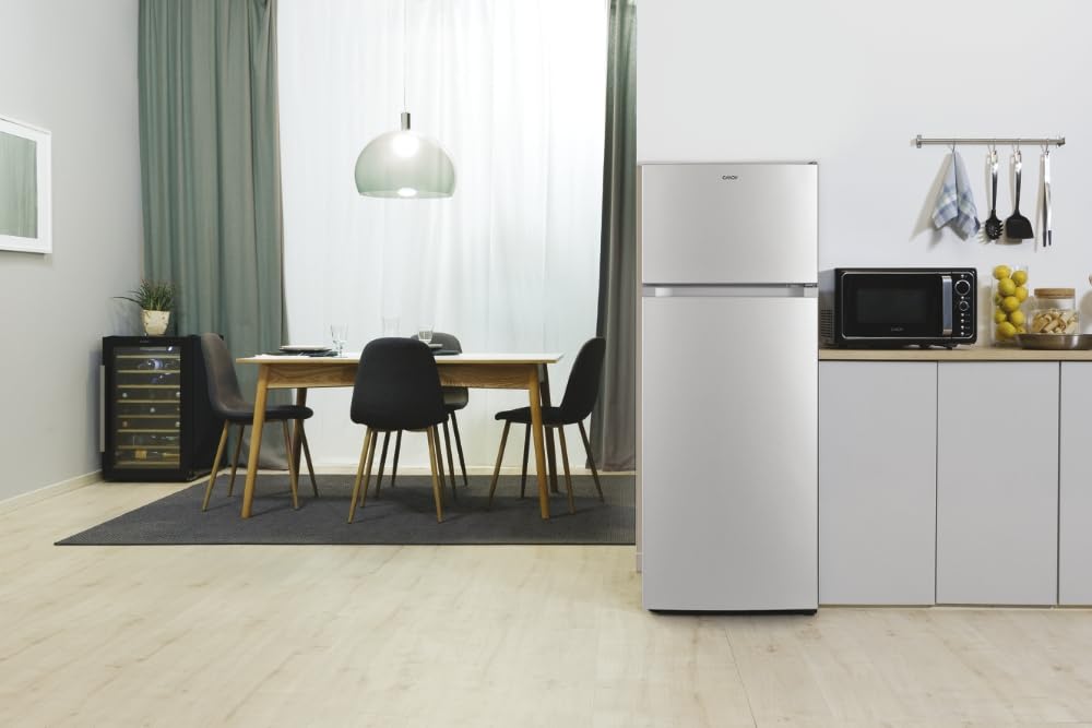 Candy Double Door, CDG1S514ES, Réfrigérateur à libre installation, 242 litres, 41 dB, Silver, AxLxP 143x55x55 cm [Classe d'efficacité énergétique E]