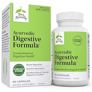 Terry Naturally Ayurvedic Digestive Formula – 60 Capsules – Promotes Bowel Regularity, Gut Microflora & Nutrient Absorption – Non-GMO, Vegan, Gluten Free – 30 Servings