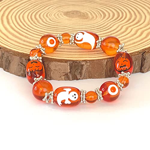 Halloween Bracelet For Women, Trick Or Treat Bracelet, Spooky Jack O' Lantern Pumpkin Jewelry Gift 1 pc2
