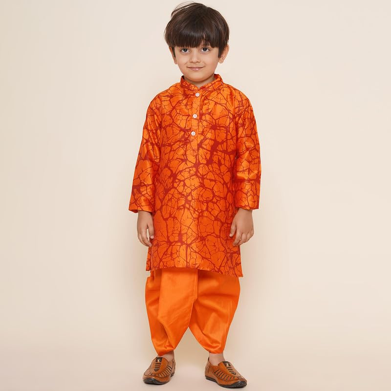 SETHUKRISHNA Boys Readymade Colour Dhotipant (06-07 Years, BD230607) Orange - Image 6 thumbnail