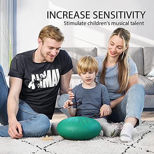 Vivohome 13 Notes 12 Inches Steel Tongue Drum Set C Key With Travel Bag, Mallets, Music Book, Finger Picks Percussion Instrument For Yoga Meditation Musical Education Entertainment Concert Green #TOP1