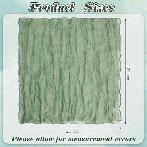 Serviettes en étamine de gaze vert froissé drapé décoration table mariage - 8