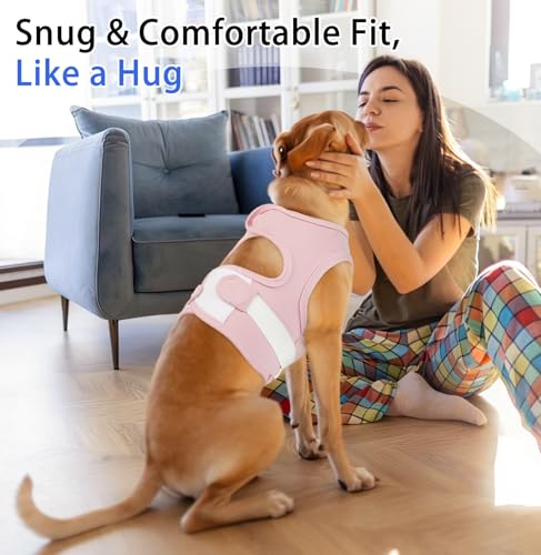 Image of MIGOHI Dog Anxiety Relief Jacket, Breathable Calming Shirt for Dogs, Soft Compression Vest for Storm, Fireworks, Separation - Dog Anxiety Calming Wrap Helps Stop Shaking & Barking, Pink M