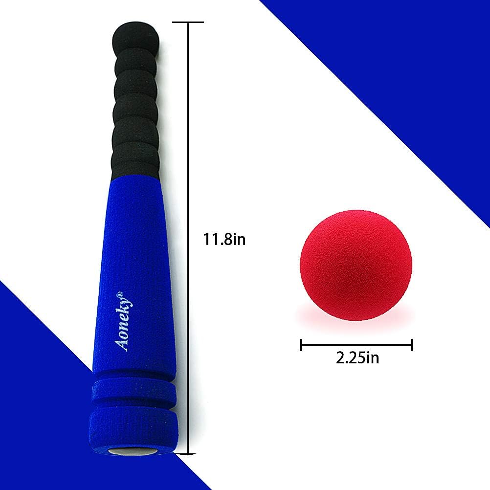 Aoneky Soft Foam Baseball Bat and Ball Set for Toddlers 1-3, 11.8 Inch All-Foam Safety T Ball Toy for Indoor Outdoor Play, Lightweight Mini Bat with Easy Grip (Blue)