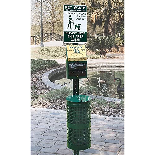 Dogipot 1003-L Pet Station Includes Sign, Dispenser, Steel Receptacle, Litter Bag Rolls And Liner Trash Bags, Forest Green #TOP4