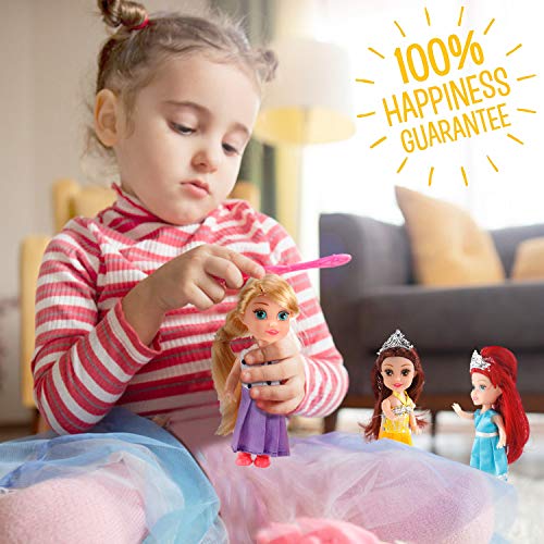 Liberty Imports 6 Pack Miniature Royal Princess Toddler Dolls With Dresses, Girls Imaginative Pretend Play Pocket Playset Collection (4.5-Inches) #TOP5