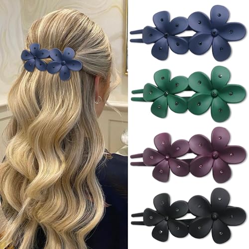 4 Piezas Multicolor Pinzas Planas para Cabello