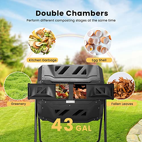 Vivohome Outdoor Tumbling Composter Dual Rotating Batch Compost Tumblers And Heavy Duty 400Lb Steel Garden Cart With Liner,Removable Sides And 8 Inch Wheels (Black) #TOP3