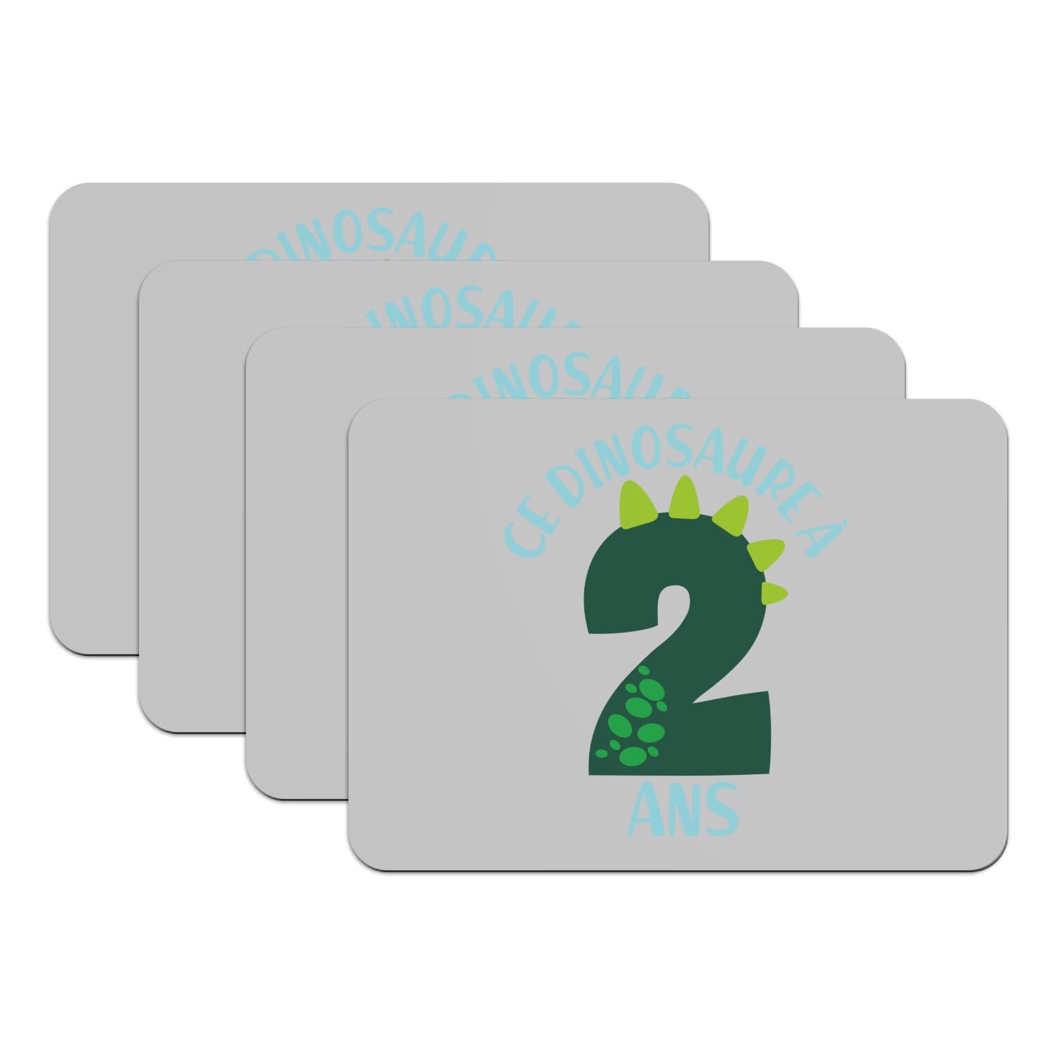 Sets de table dinosaure en caoutchouc gris : le cadeau d'anniversaire idéal pour ses 2 ans