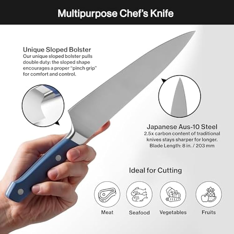Misen 2-piece Knife Set - 8in Chef - 3.5in Paring - High Carbon Stainless Steel - Green