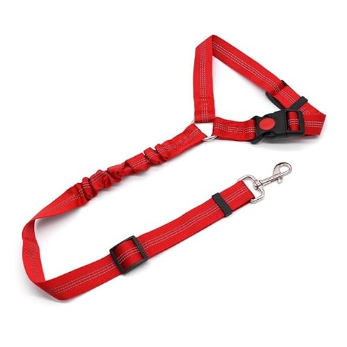 Ceinture de Sécurité Chien Voiture pour Suzuki S-Cross Full Hybrid 2022 2023 2024 2025 2026, Laisse de Voiture Chien Ajustable Robuste avec Élastique Bungee Réfléchissant,Red