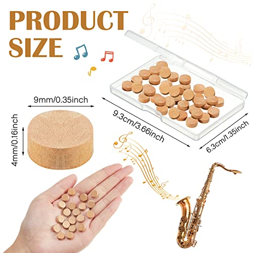 20 Pcs Trombone Spit Valve Cork Trumpet Repairing Cork Pads 9 x 4 mm Trumpet Trombone Water Key Pad Replacement with Storage Box for Musical Instrument Accessories Kit - Thumbnail 2