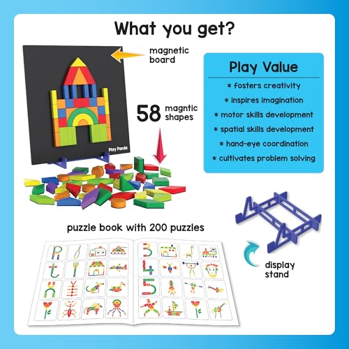 Image of PLAY PANDA Magnetic Puzzle Set for Kids with 58 Shapes & 200 Patterns