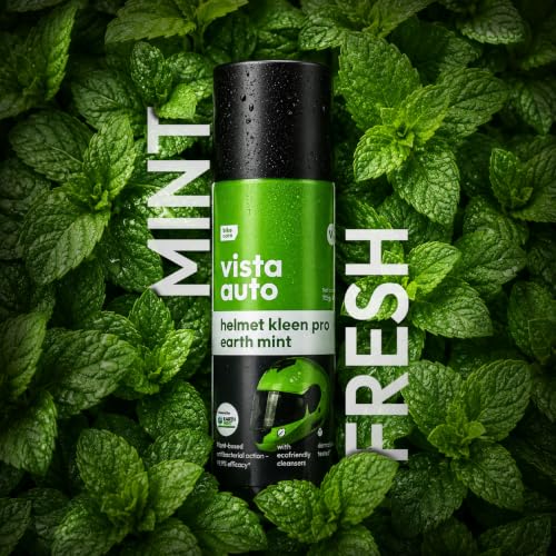 Image of Vista Auto Helmet Cleaner Pro - Earth Mint 125 ml | Helmet Cleaner Spray for Bike Helmets | Helmet Deodorizer | Removes Sweat Smell | Antibacterial Helmet Freshener | Natural Plant-Based Formula