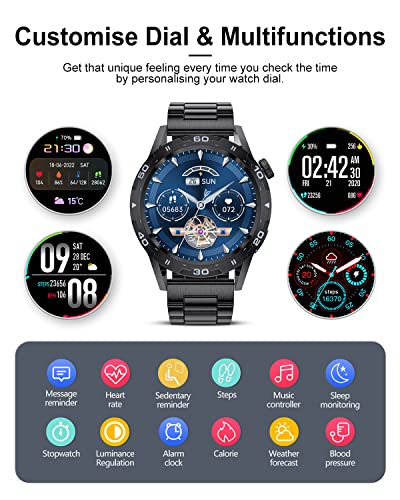Lige Smart Watches For Men With Bluetooth Call, Smartwatch For Android/Ios Phones 1.32" Full Touch Screen Activity Tracker Heart Rate/Sleep Monitor 100+ Sports Modes Ip67 Waterproof Stainless Steel #TOP5