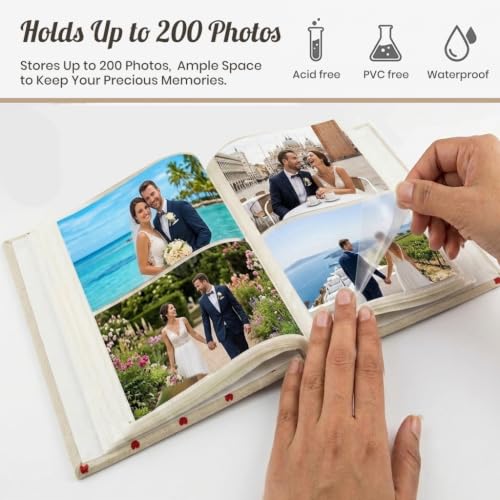 Image of HASTHIP Photo Album Mini Linen Cover Scrapbook Album for Family