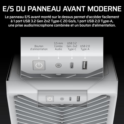 CORSAIR 3200D RS Boîtier PC Moyen Tour – 3 Ventilateurs RS120 Inclus, Airflow Élevé, Compatible Radiateur 360 mm, USB-C, Panneau en Verre Trempé, Compatible Cartes Mères À Connexion Inversée – Blanc