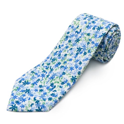 Image of Cotton Floral Ties for Men 2.76 inch Men's Skinny Tie Linen Flower Printed Neck Tie for Wedding Dating Party