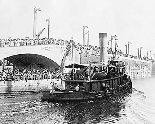 Tugboat Gatun Crossing Panama Canal 1913 11x14 Photograph Photo Print