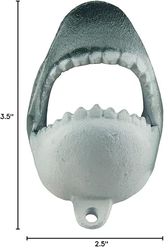 Miniatura 7 de Treasure Gurus - Tapa de cerveza con cabeza de tiburón de hierro fundido para refrescosPop Top de montaje en pared, herramienta para barpub