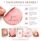 Naklejki z podziękowaniami – rolka naklejek z podziękowaniami 3 cm – 500 szt. etykiet z podziękowaniami – naklejki na kartki z życzeniami, baby shower, urodziny (różowe)