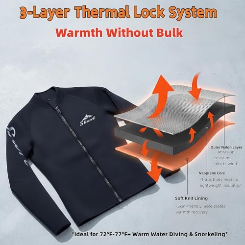 SBART 1.5mm Camiseta de Neopreno para Hombre con Cremallera Frontal y Protección UPF 50+ miniatura 3