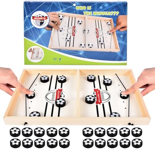 FORMIZON Sling Puck Spiel, Tischhockey Brettspiel, Hockey Brettspiel Spielzeug, Fast Sling Puck Game, Katapult Brettspiel Holz, Eltern-Kind Interaktion Schachbrett Tisch-Desktop-Pa