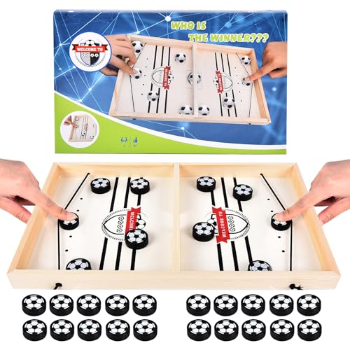 FORMIZON Sling Puck Spiel, Tischhockey Brettspiel, Hockey Brettspiel Spielzeug, Fast Sling Puck Game, Katapult Brettspiel Holz, Eltern-Kind Interaktion Schachbrett Tisch-Desktop-Partyspiele