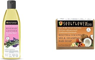 Soulflower Rosemary Lavender Hair Oil For Healthy Hair, Scalp Nourishment, Hair Growth - 100% Pure & Natural Undiluted Cold Pressed Oil, 120Ml Reetha Coconut Milk Soap