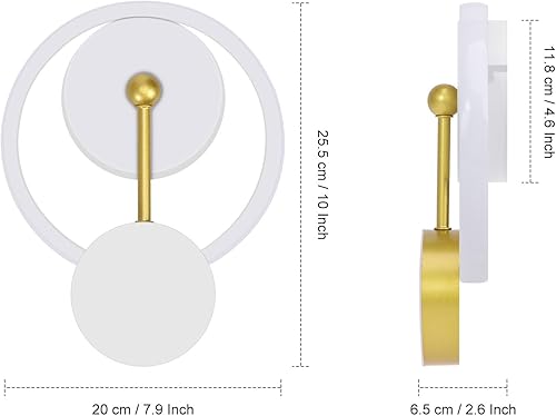 Vista 2 de XEYOU Aplique de pared moderno de 18 W, iluminación LED para interiores, lámpara de pared creativa con forma de reloj, decoración de pared