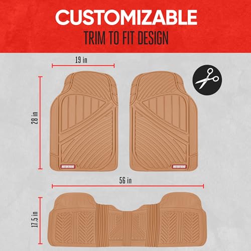 Image of Motor Trend FlexTough Baseline - Heavy Duty Rubber Car Floor Mats, 100% Odorless & BPA Free, All Weather (Tan Beige)
