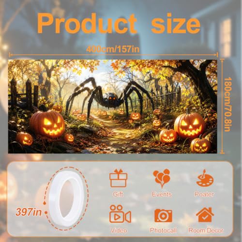 Image of Halloween Garage Door Decorations 6 x 13 ft, Giant Spider Cover