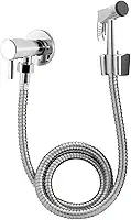 Ducha Higiênica Inox Alta Pressão Banheiro Completo Moderno Econômica Registro 1/4 Volta Mangueira Flexível 1.5M Cabo Ergonômico Simples Instalação Kit Aço Cromado Metal Durável Luxo
