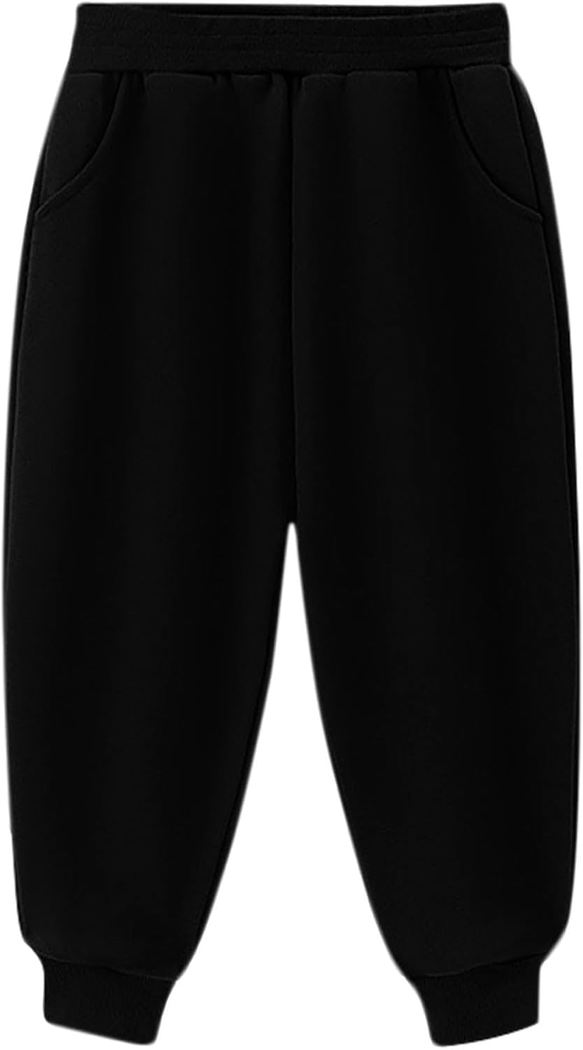 Sherpa Fleece Lined Sweatpants for Boys Elastic Waist Straight Leg Girls Athletic Joggers Kids Winter Warm Clothes