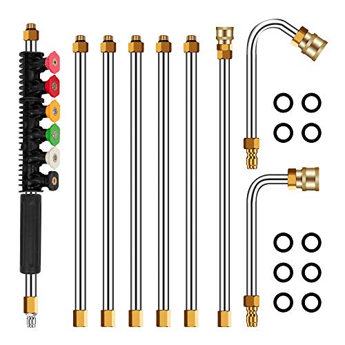 BEETRO Pressure Washer Extension Wands,9.53 ft Upgrade Replacement Lance, Power Washer Gutter Cleaning Tools with 30Â° and 90Â°Curved Rod,4000 PSI,9- Pack