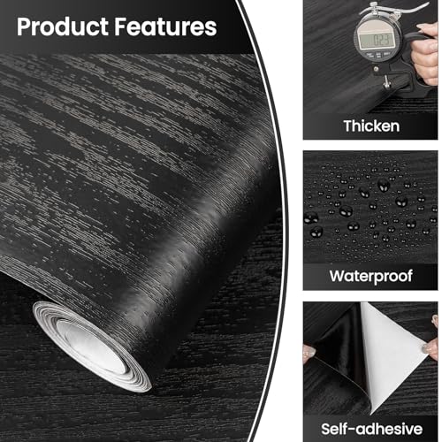 Papel de madera negra Abyssaly vinilo autoadhesivo para encimeras y pared 3