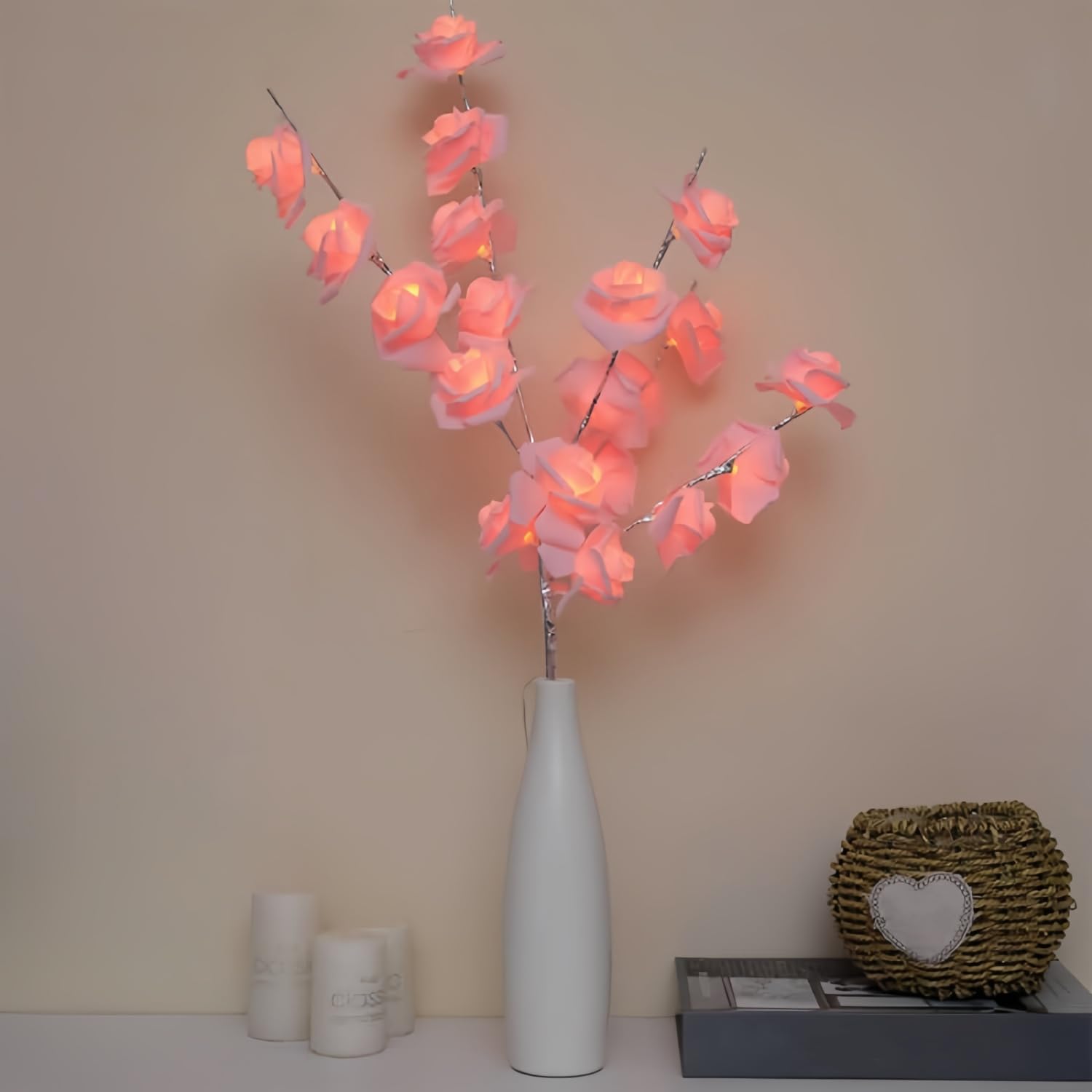 2 PCS LED Lighted Twig Branches 40 LED Beads Warm White Colored Battery Operated Decorative Branch Lights for Vase Bedroom Restaurant Coffee Bar Library Party Photo Background 70CM