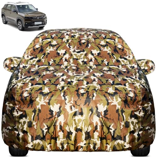 Image of Pivalo Car Body Cover for Maruti Brezza All Model & Years (2016-2025) 100% Waterproof with Mirror Pockets, Triple Stitched Dustproof Heat Resistant UV Protection (Military /Jungle /Camouflage)