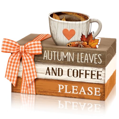 Anglechic 4 Pcs Fall Tiered Tray Decor Mini Wooden Faux Book Stack Sign