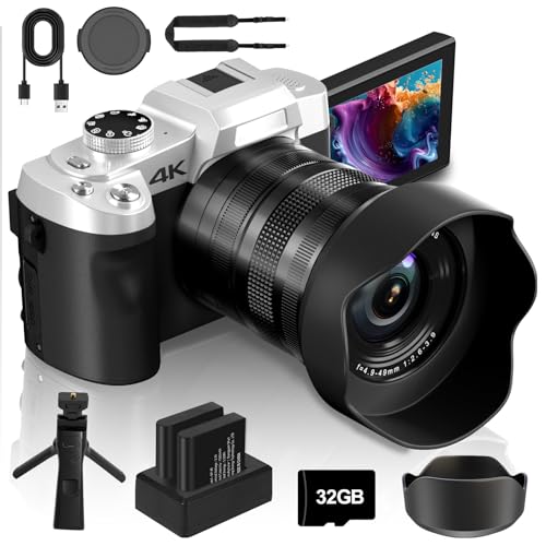 4K 75MP Digital Camera for Photography, Camera for Vlogging, 10X