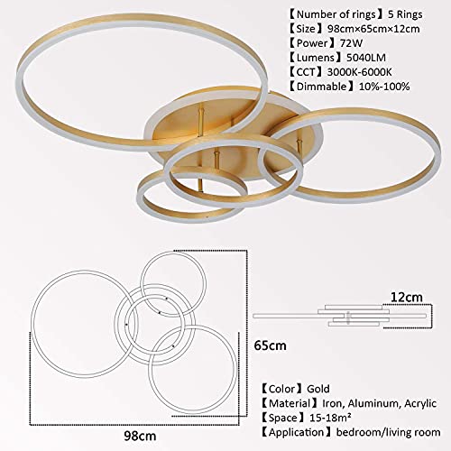 Plafonnier LED moderne marron dimmable de 36W avec télécommande pour salon