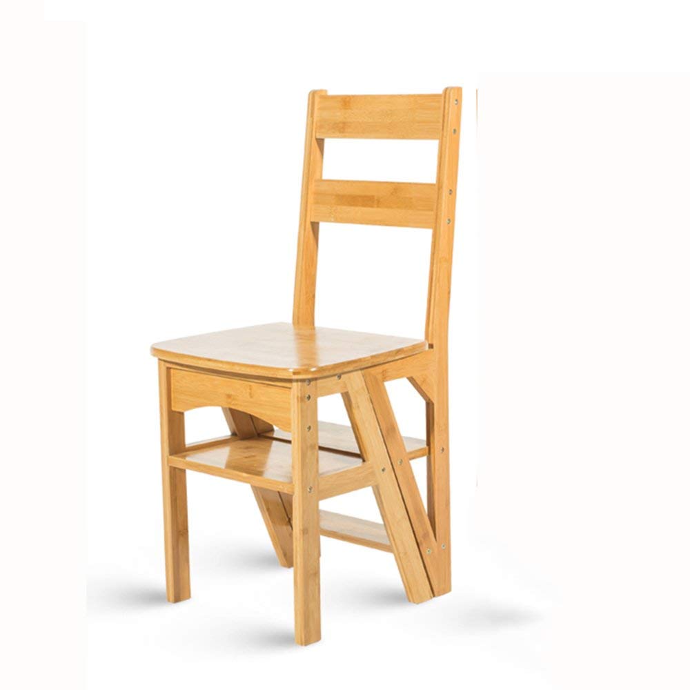 Escabeau en bois pliant à 4 marches et tabouret multifonction