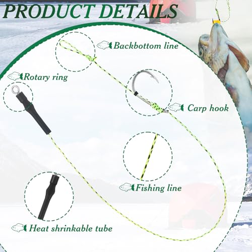 Seenelling Kit de 78 peças para pesca de carpa inclui 24 anzóis curvados de carpa farpada de aço de