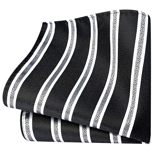 Image of GUSLESON 3.15 inch（8cm） Mens Stripe Tie and Lapel Pin Necktie Hankerchief Cufflinks Set for Men