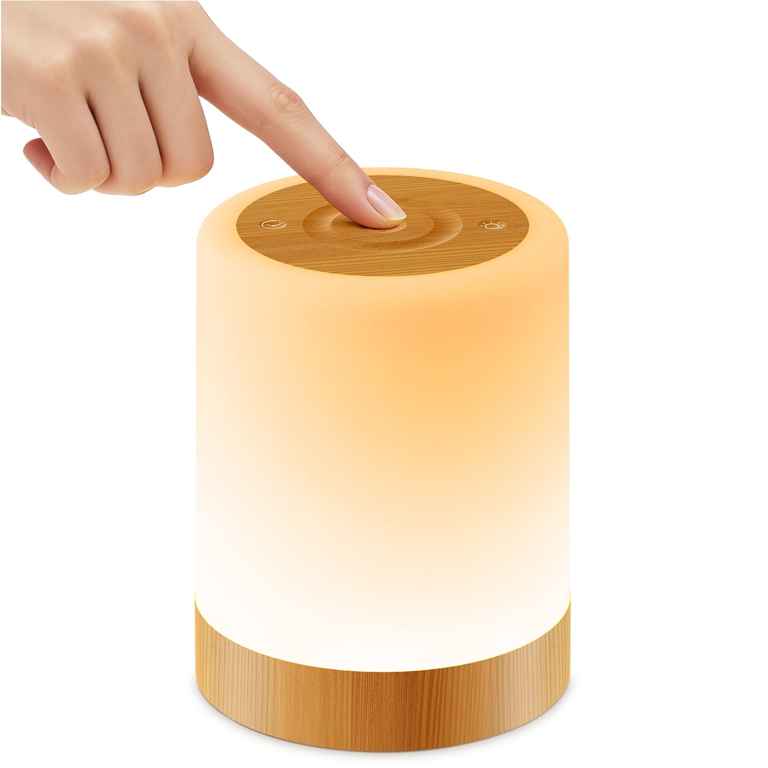 Auxmir Touch-Brown Night Light, 3000Mah Rechargeable Baby Table Lamp, Smart Dimmable Touch Control Led Bedside Lamp With Rgb Color Changing & 5 Modes, Portable Night Light For Kids, Bedroom, Living Room, Camping