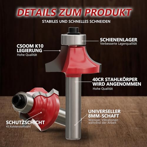 CSOOM 25-teilige professionelle Holzbearbeitung Router Bit mit Hartmetall-Trimmer, Holzbearbeitung Werkzeuge