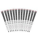 Golf Pride MCC Align Golf Club Grip - All-Weather Hybrid Grip Set with Raised Ridge Technology, Brushed Cotton Cord & Pebbled Texture, Rubber Construction, Midsize, White-Red-Black, 13 Pack